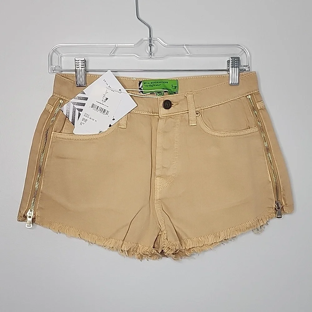 Sandrine Rose by Free People Beige Shorts with Side Zippers Size 25